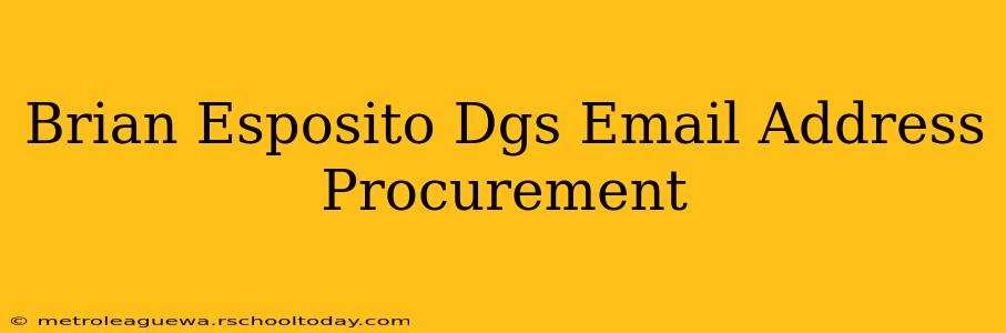 Brian Esposito Dgs Email Address Procurement