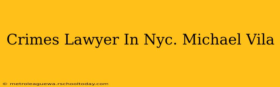 Crimes Lawyer In Nyc. Michael Vila