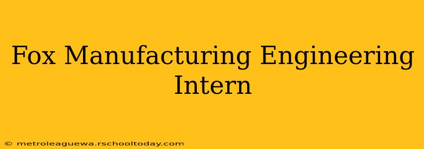 Fox Manufacturing Engineering Intern