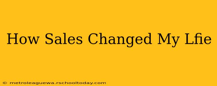 How Sales Changed My Lfie