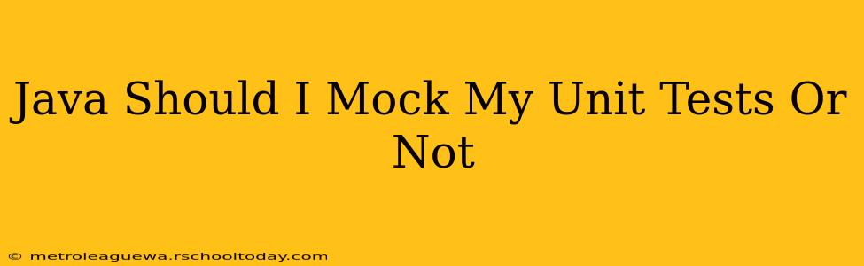 Java Should I Mock My Unit Tests Or Not