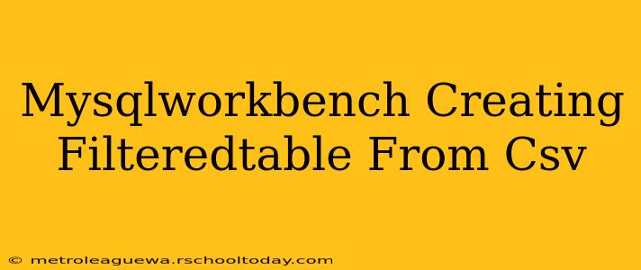 Mysqlworkbench Creating Filteredtable From Csv