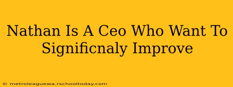 Nathan Is A Ceo Who Want To Significnaly Improve