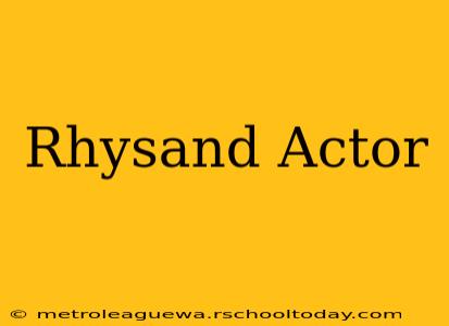 Rhysand Actor