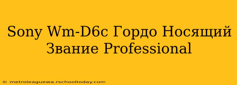 Sony Wm-D6c Гордо Носящий Звание Professional