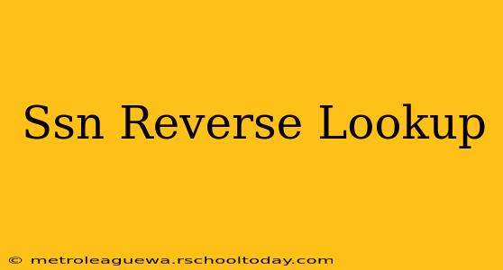 Ssn Reverse Lookup