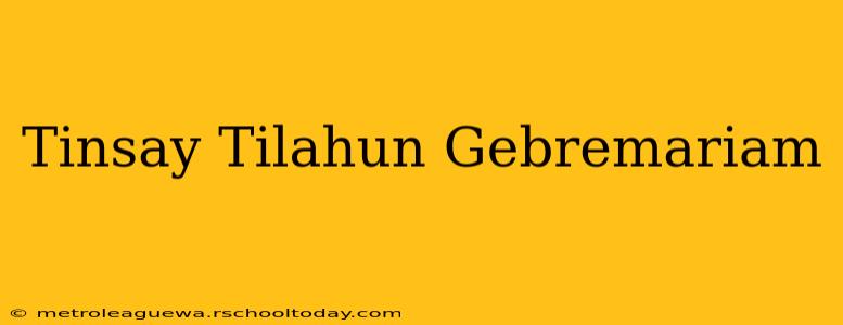 Tinsay Tilahun Gebremariam