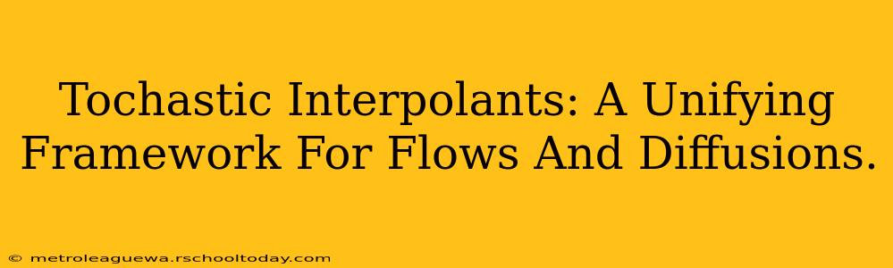 Tochastic Interpolants: A Unifying Framework For Flows And Diffusions.