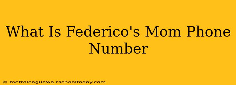 What Is Federico's Mom Phone Number