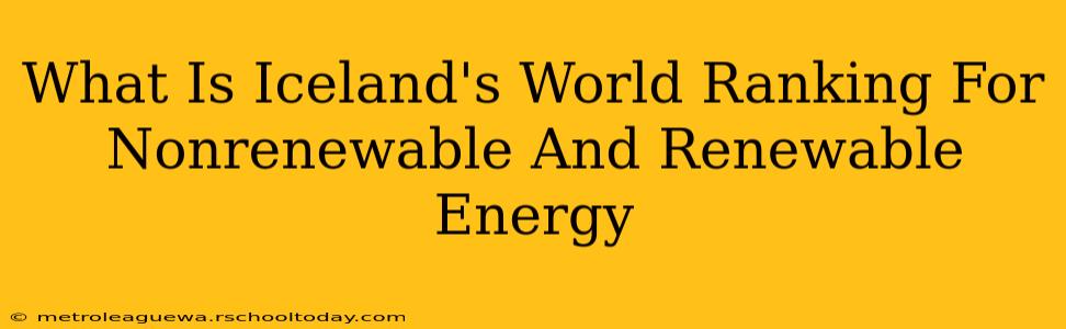 What Is Iceland's World Ranking For Nonrenewable And Renewable Energy