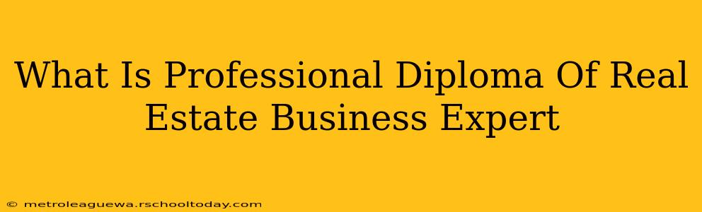 What Is Professional Diploma Of Real Estate Business Expert