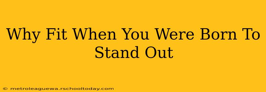 Why Fit When You Were Born To Stand Out