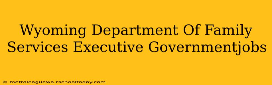 Wyoming Department Of Family Services Executive Governmentjobs